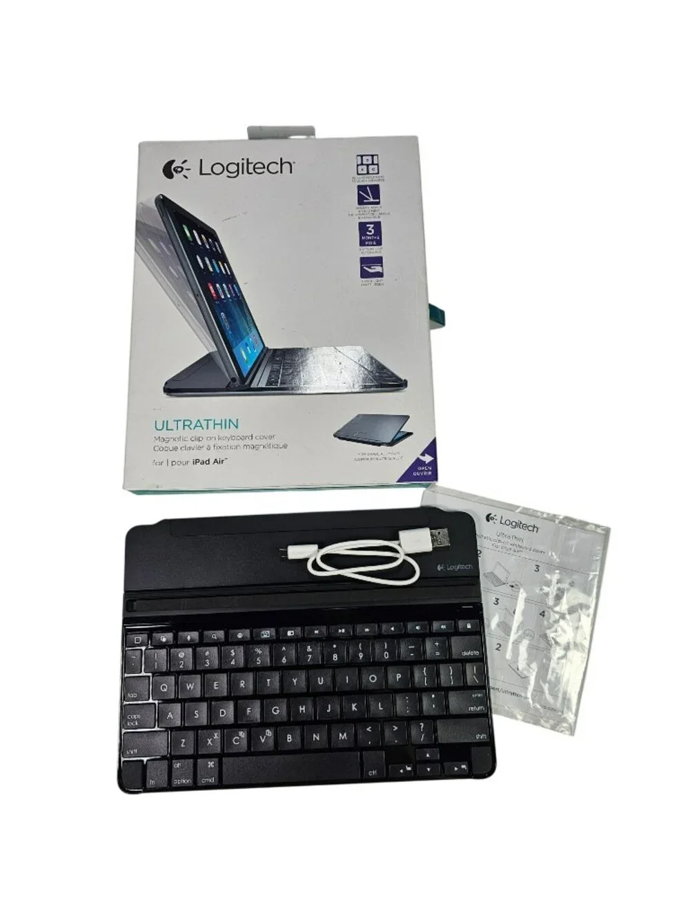 Logitech Ultrathin Magnetic Clip-On Bluetooth Keyboard Cover For iPad Air Black